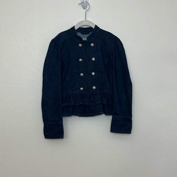 Gap Kids Girls Denim peplum jacket Sz Medium Military style - Picture 2 of 9